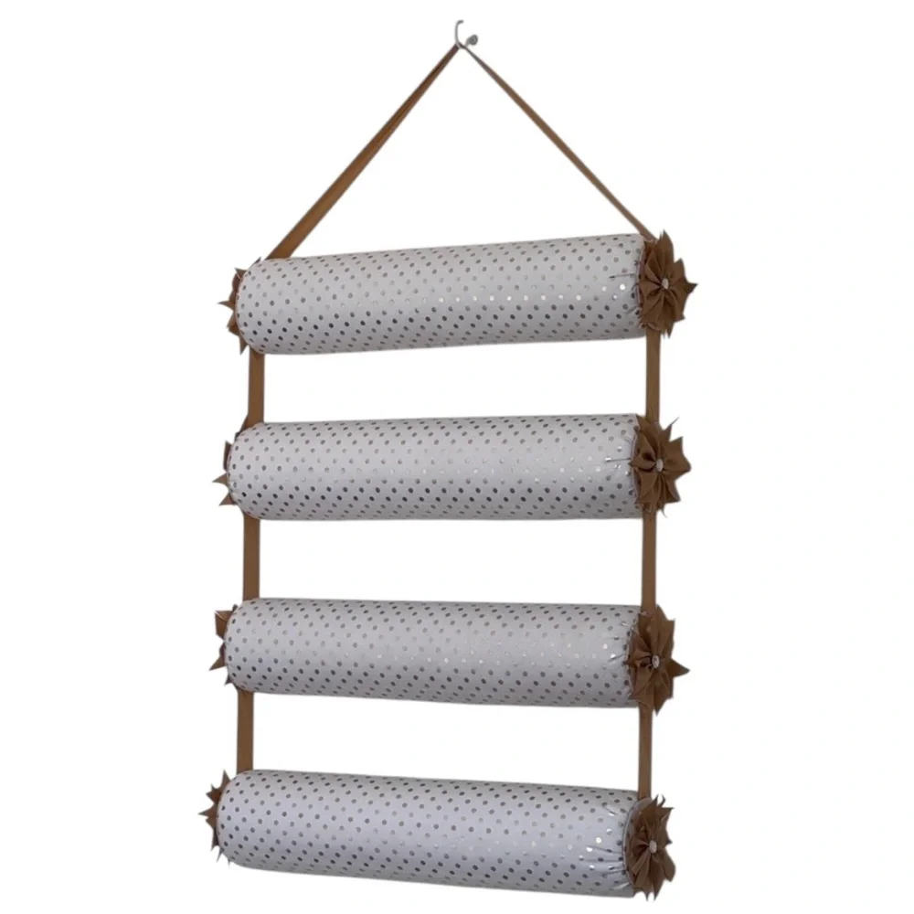 Etsy Handmade Extra Large 4-tier Headband Organizer- Gold Polka-Dot- Like New!